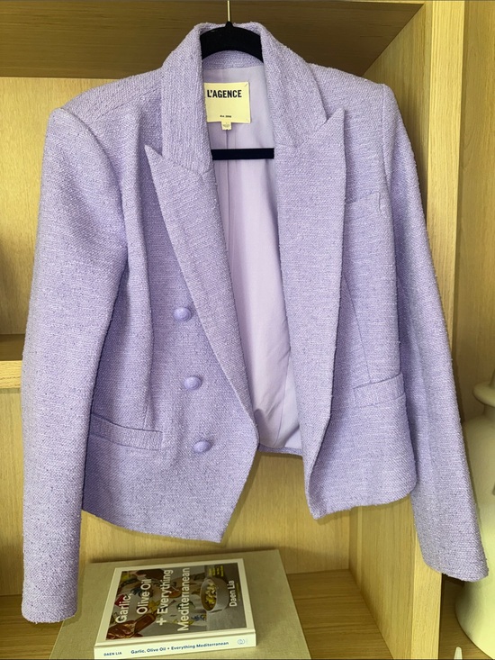 L'AGENCE Jackets & Blazers - L'AGENCE Lilac Double-Breasted Tweed Blazer